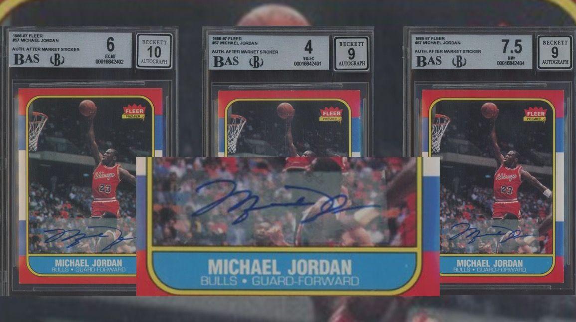 Cover Image for Michael Jordan rookie cards with autographed stickers polarize collectors