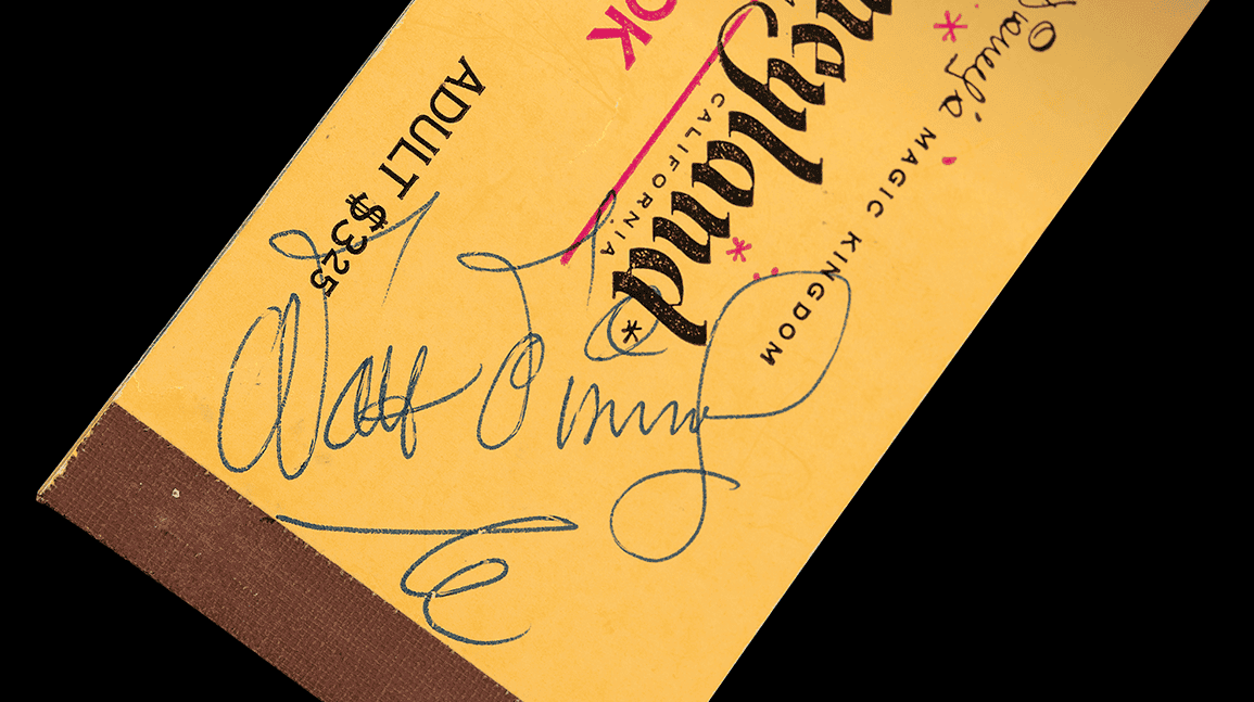 Cover Image for Walt Disney-signed ticket book cover fetches $22k at auction