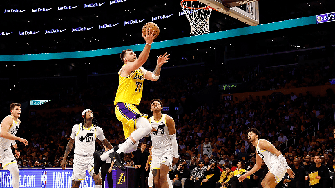 Luka Dončić swaps new Lakers jersey with Rams receiver Puka Nacua