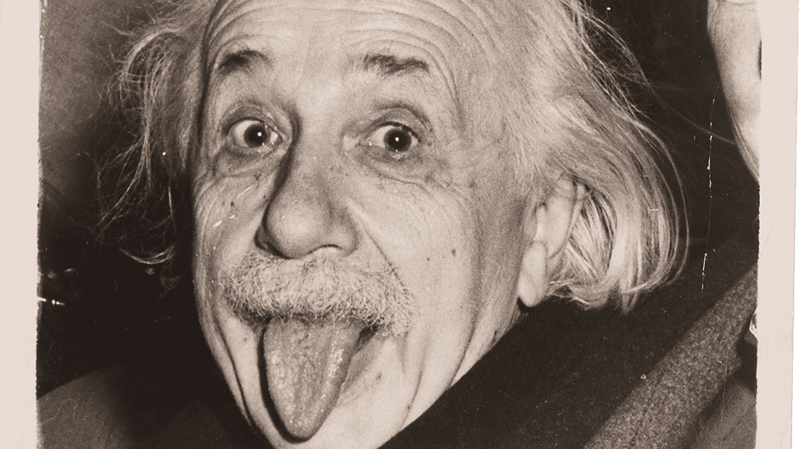 Cover Image for Signed copy of Albert Einstein's famous 'tongue' photo to sell at auction