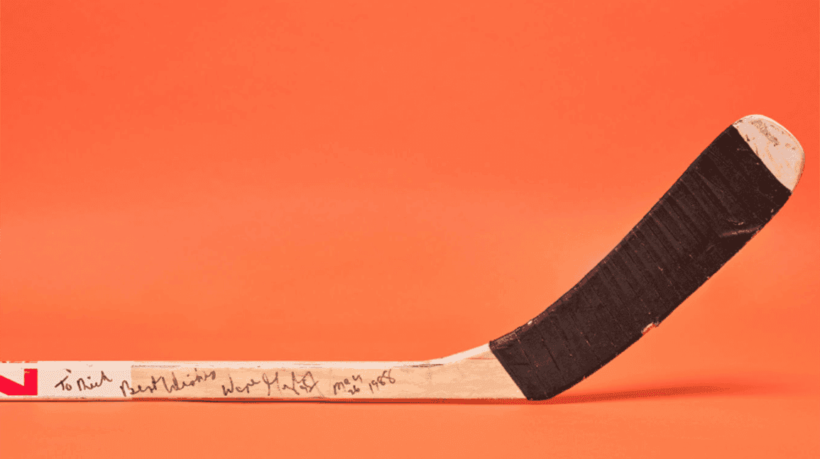 Cover Image for Wayne Gretzky hockey stick, used in his last Stanley Cup title run, sells for record $336k