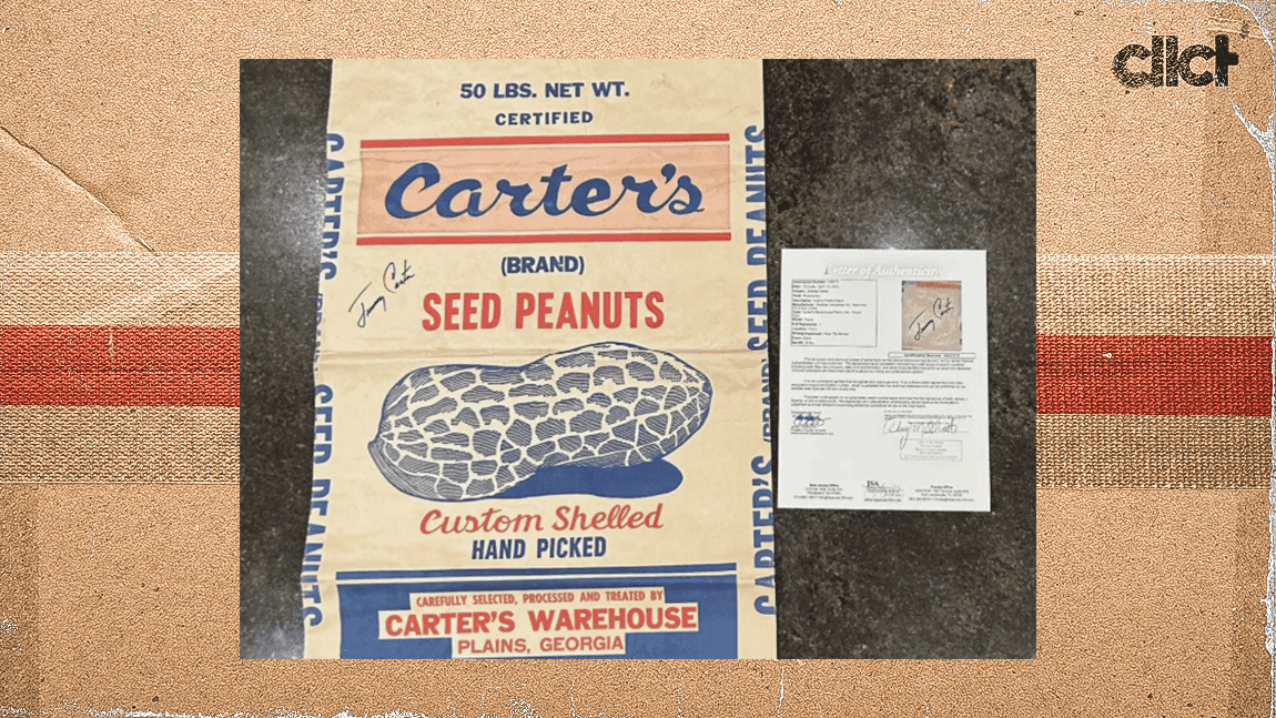 Cover Image for Jimmy Carter-signed bag of peanuts sells for $300