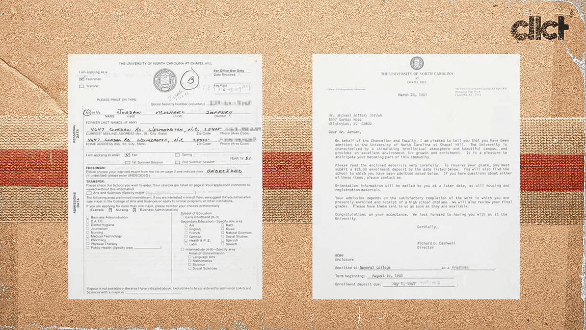 Michael Jordan's 1981 UNC application, acceptance letter up for auction