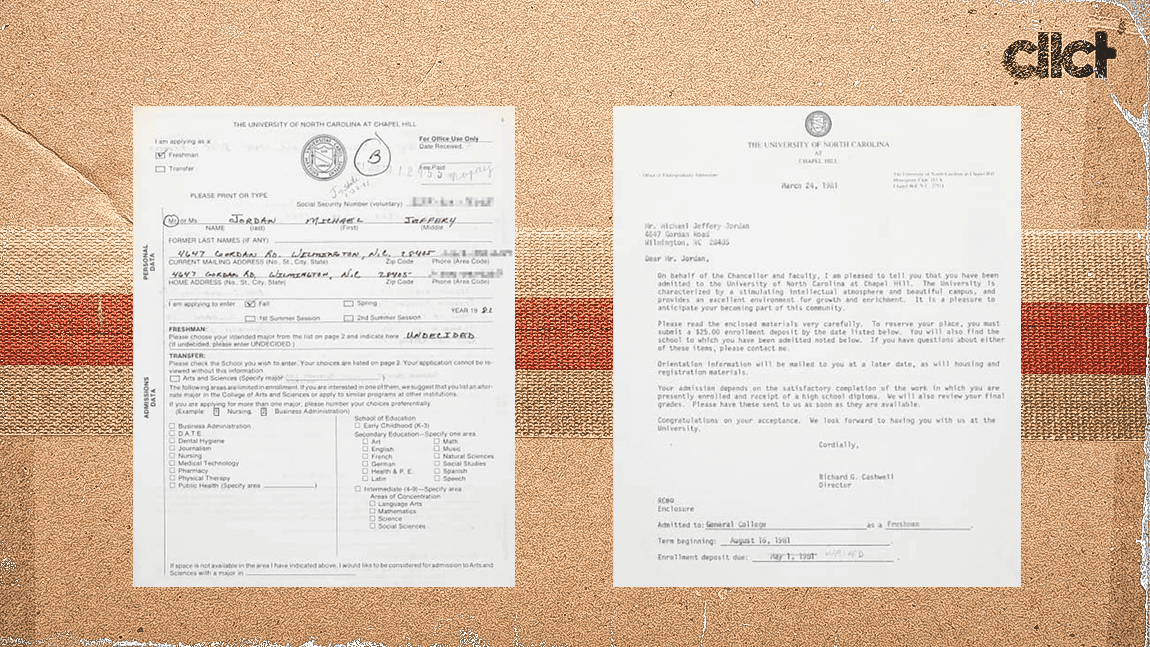 Cover Image for Michael Jordan's 1981 UNC application, acceptance letter up for auction