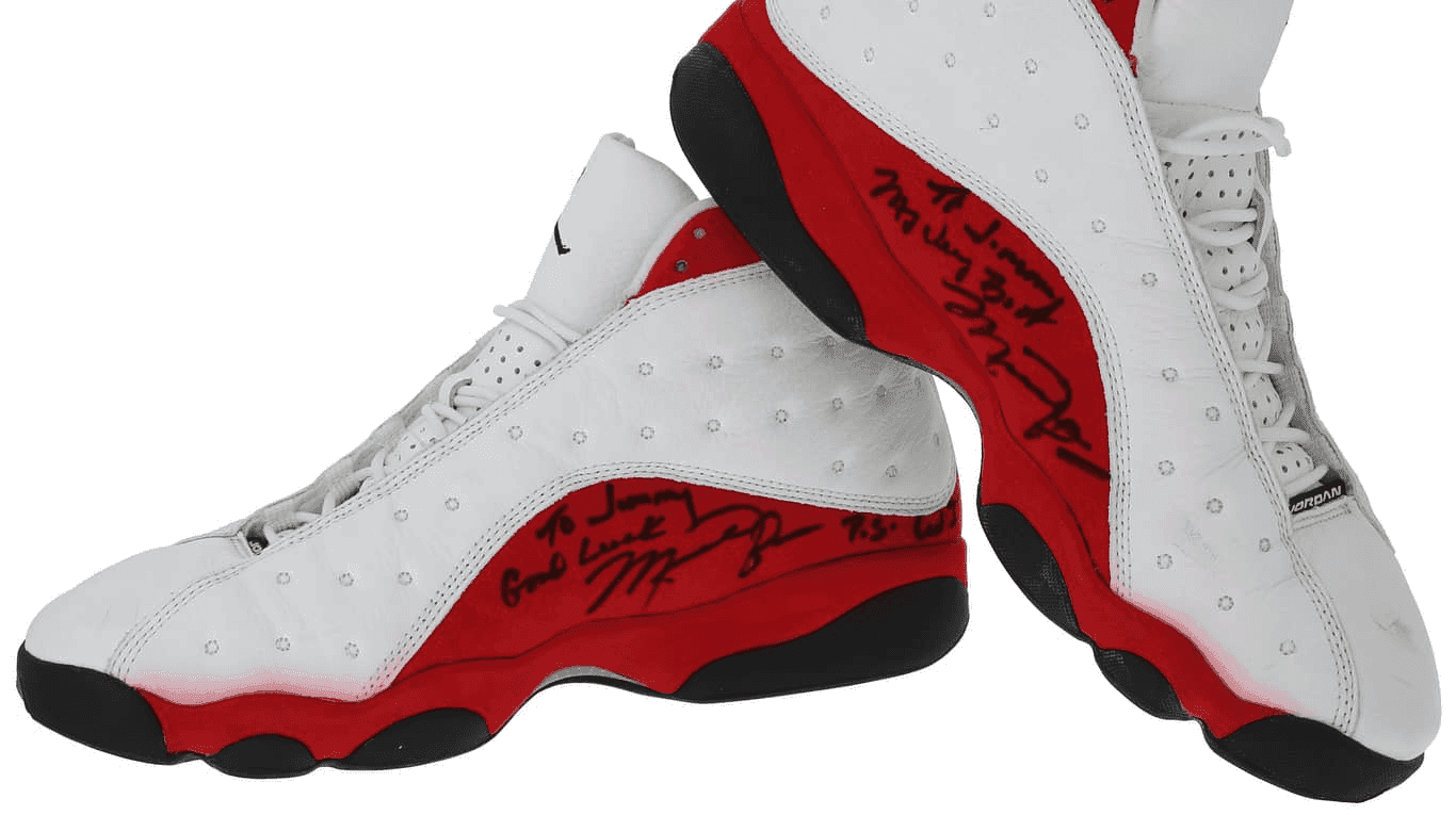 Michael Jordan-signed shoes with 'Can I Have Calls!!" inscription up for auction