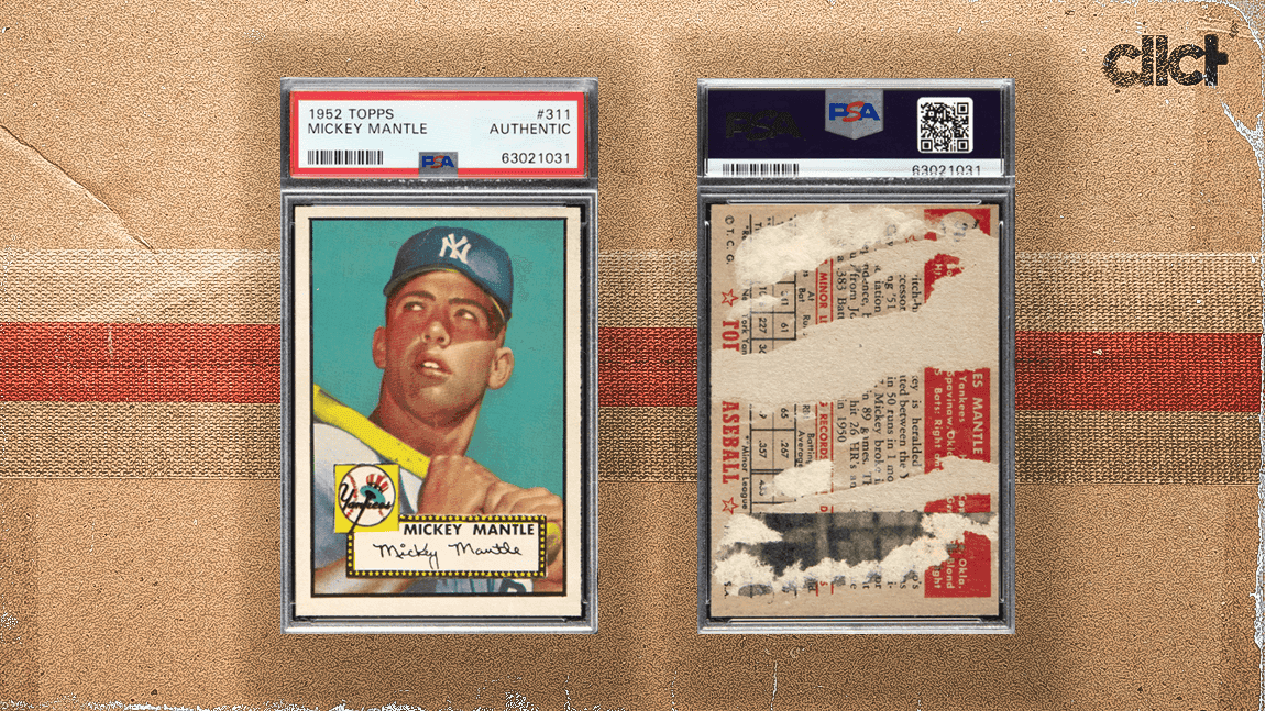 Cover Image for Near mint on front, torn on back: 1952 Mickey Mantle card intrigues