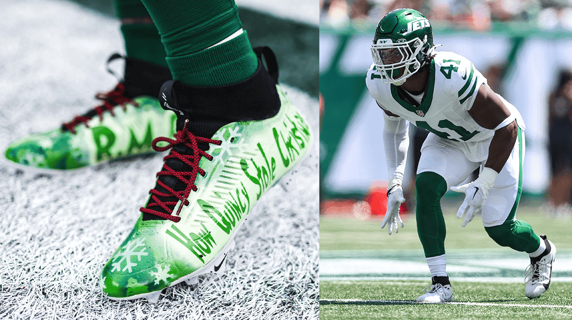 Jets LB Marcelino McCrary-Ball combines art with football to make one-of-a-kind cleats