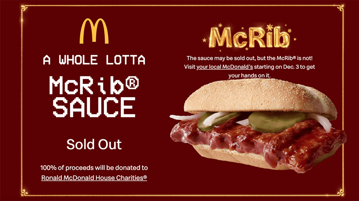 Cover Image for McDonald's McRib sauce sells out in seconds, now soaring on eBay 