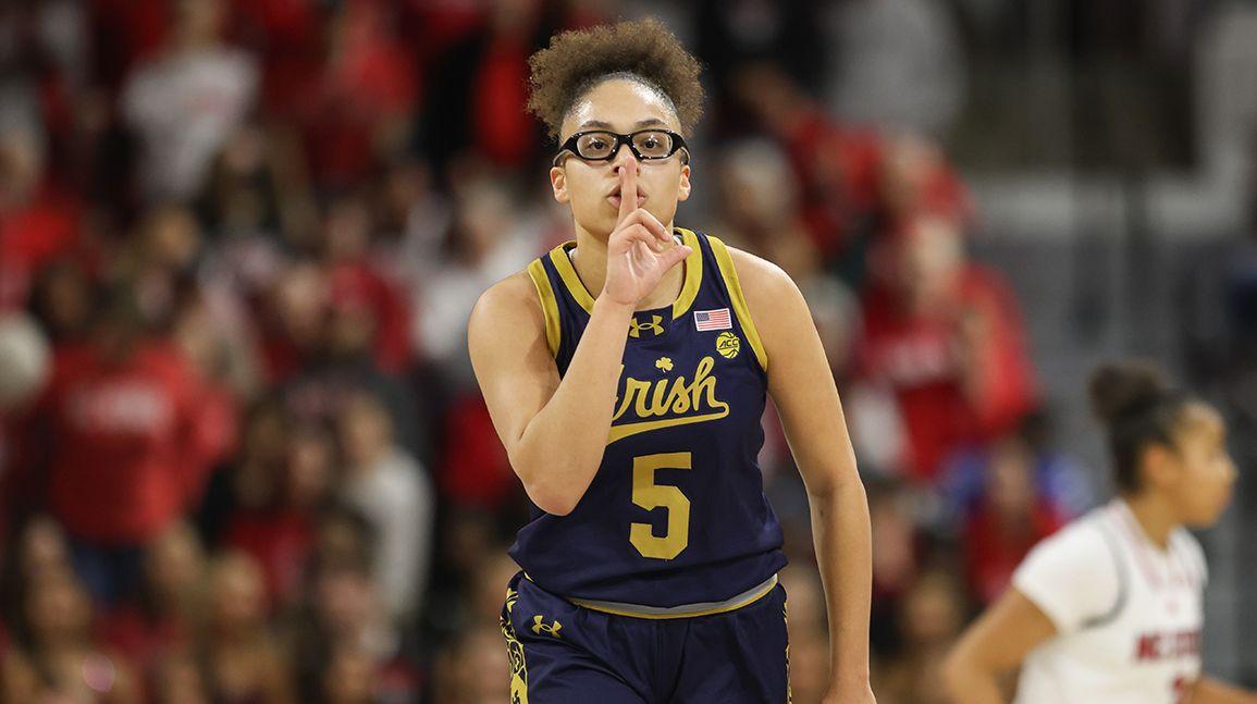 Cover Image for Notre Dame honors star guard Olivia Miles with glasses giveaway