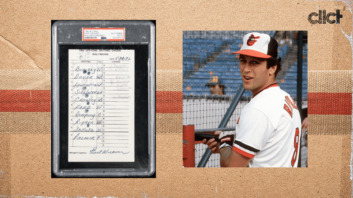 Lineup card from first game of Cal Ripken Jr.'s streak up for bid