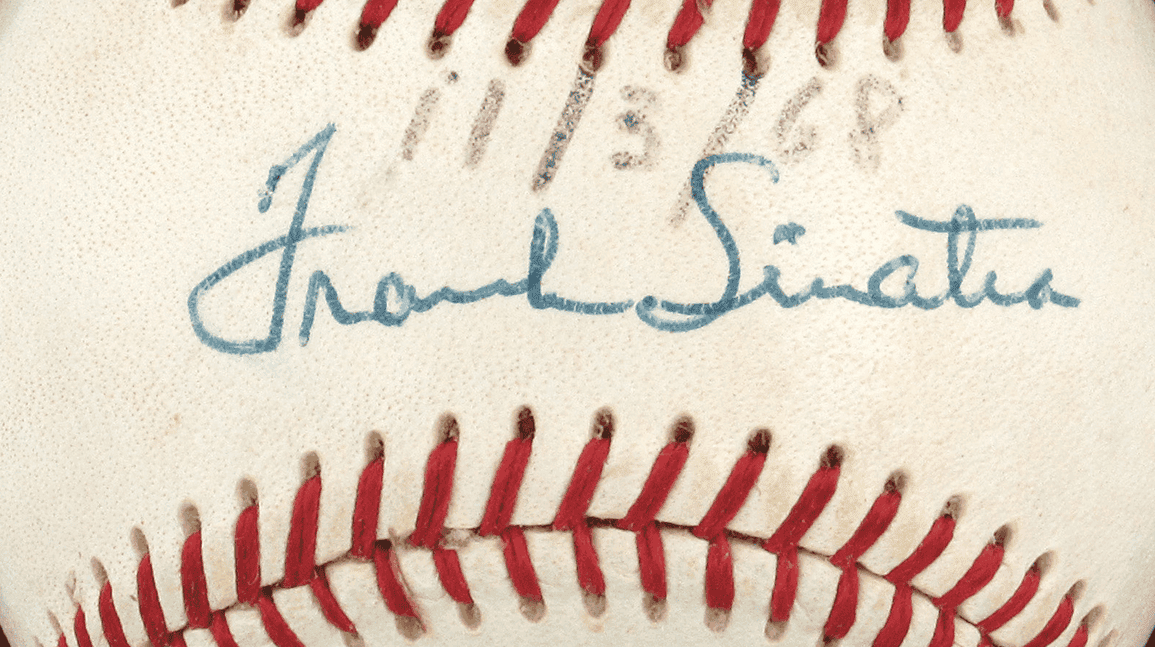 Cover Image for Baseball signed by Sinatra, Humphrey, LBJ sells for $11k 