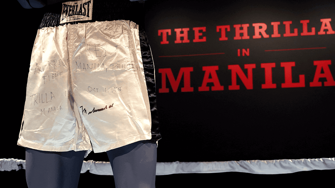 Cover Image for Sotheby's postpones auction of Ali's 'Thrilla in Manila' trunks