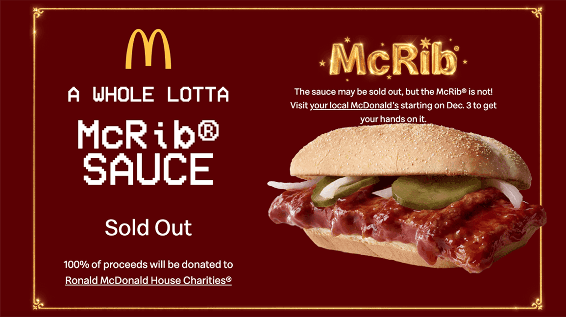 Cover Image for McDonald's McRib sauce sells out in seconds, now soaring on eBay