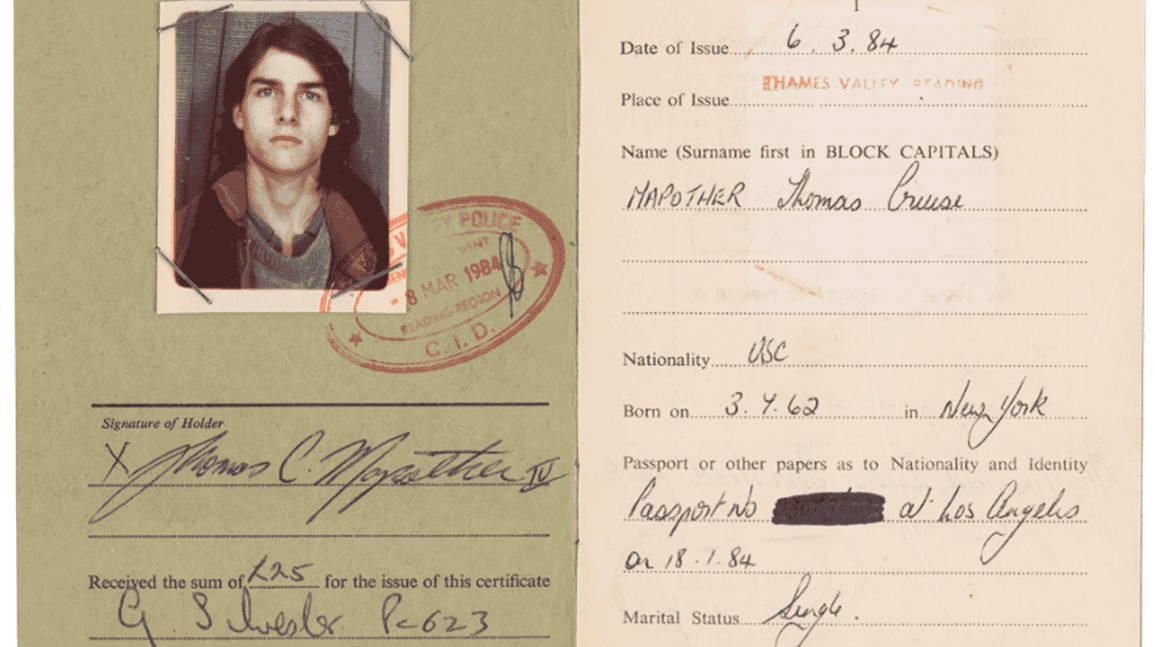 Document signed by Tom Cruise in his given name sells for $13,288